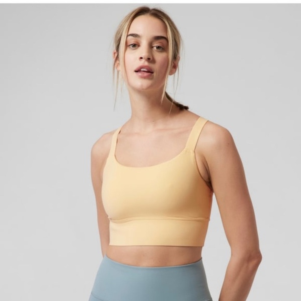 Athleta Light Yellow Scoop Sports Bra